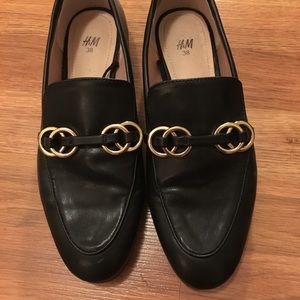 Black gold buckle loafers SEND OFFERS